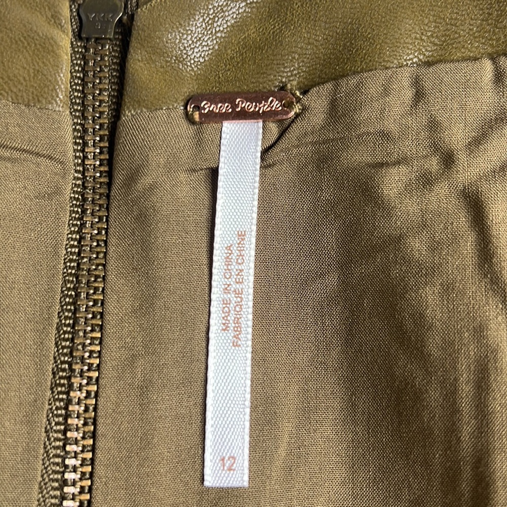 Free People faux suede olive mini skirt, Size 12 - Picture 6 of 6